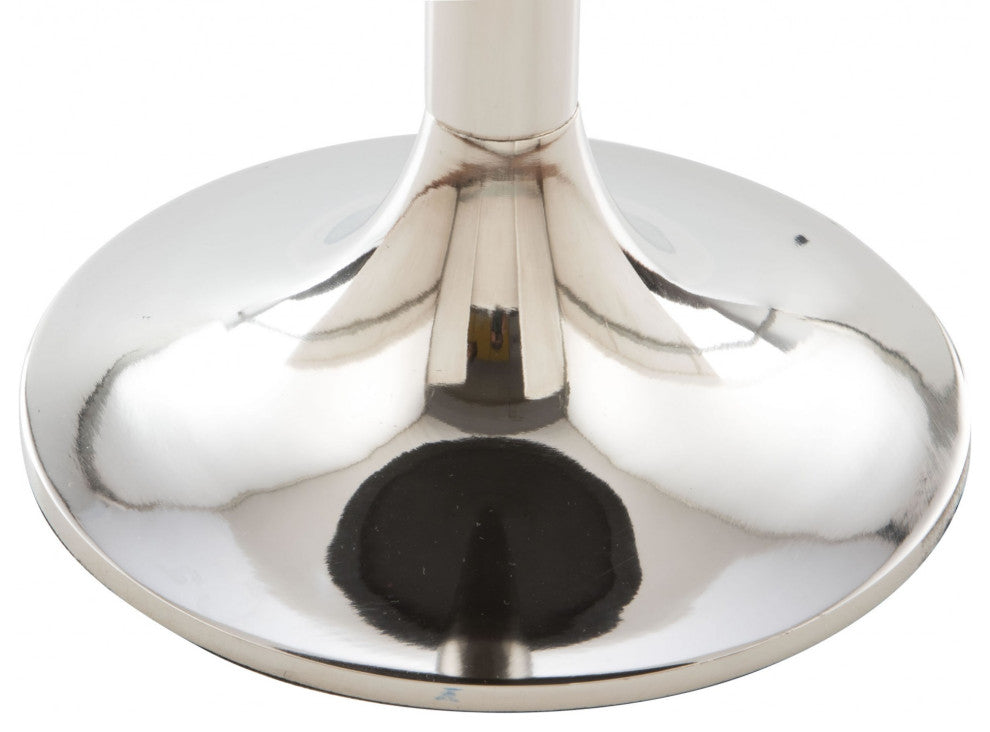 HomeRoots Earth Tones Marble Check and Aluminum Side Table