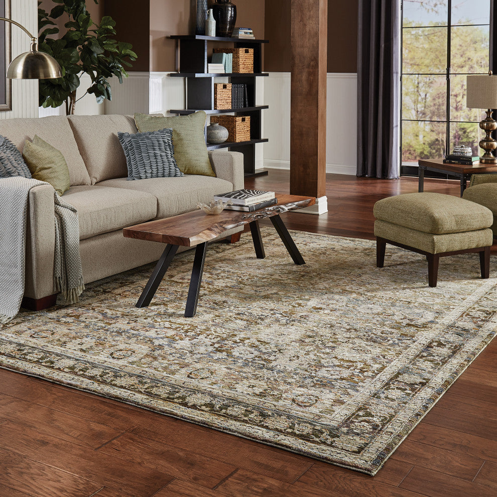 Adeline Rug Adeline Distressed Floral Traditions Green and Multi Area Rug, 6'7