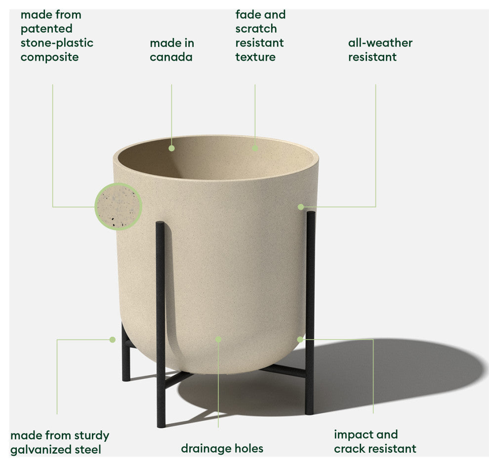 Veradek Mason Series Raised Kona 15" Planter With Stand Sand