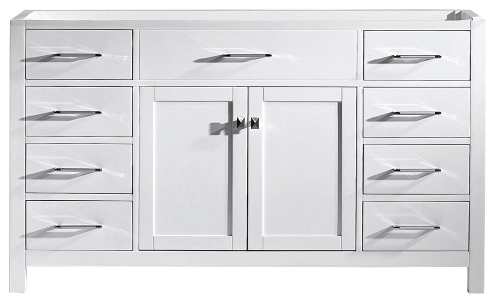 Caroline Bath Vanity, White, 60'', Single Sink, Cabinet only
