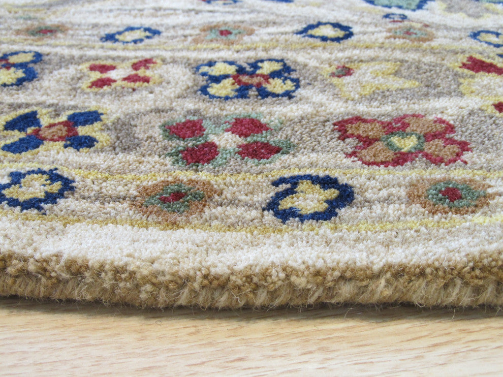 EORC Ivory Hand-Tufted Wool Morris Rug 6' Round