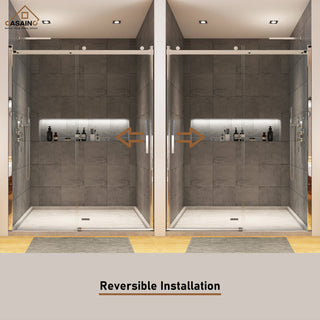 48-in x 76-in Frameless Sliding Shower Door, Chromed