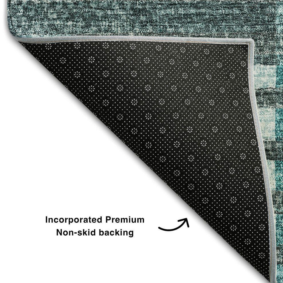 Premium Machine Washable Mayfield AMF687 Teal 5' x 7'6" Rug