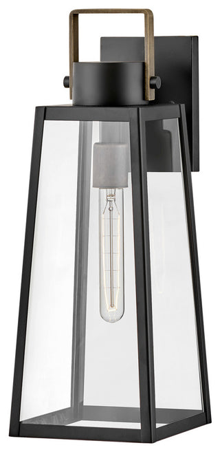 Lark Hugh 19" Medium Outdoor Wall Mount Lantern, Black + Burnished Bronze