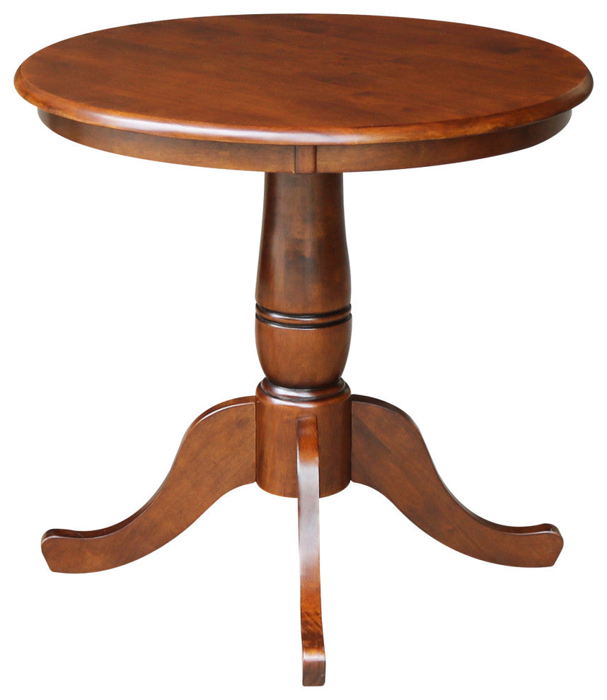 Round Top Pedestal Table, Espresso, 30 Inch Round