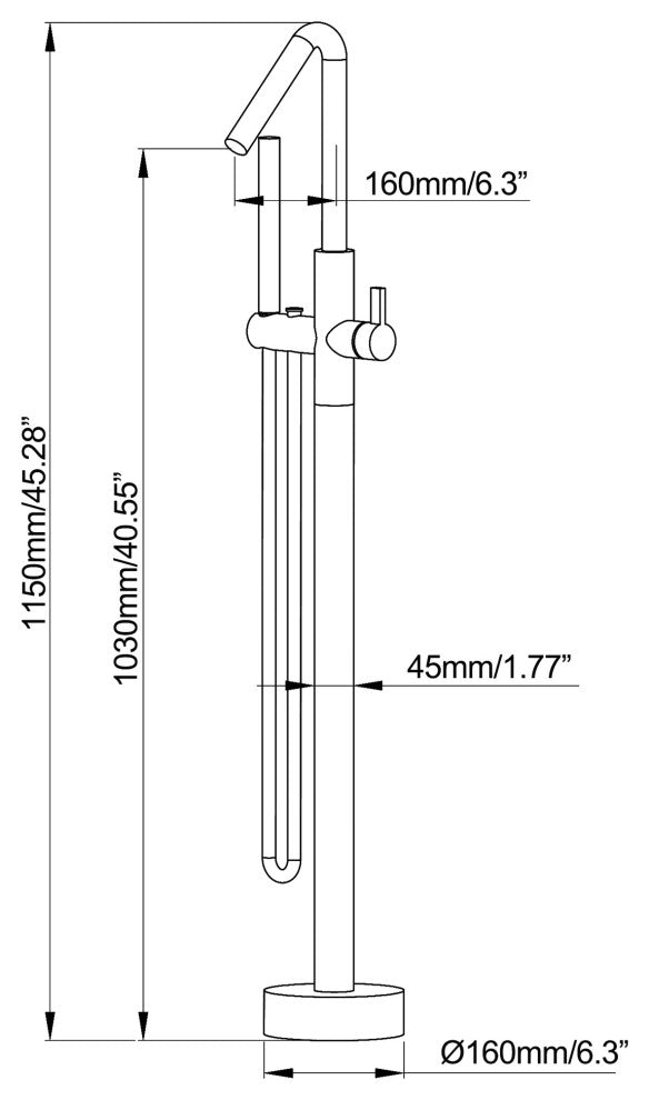 Single Handle Floor Mounted Tub Faucet, Brushed Gold