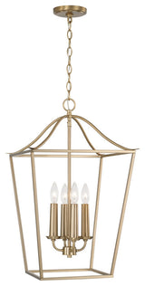 Grady Four Light Foyer Pendant, Matte Brass