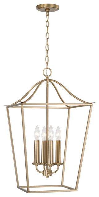 Grady Four Light Foyer Pendant, Matte Brass