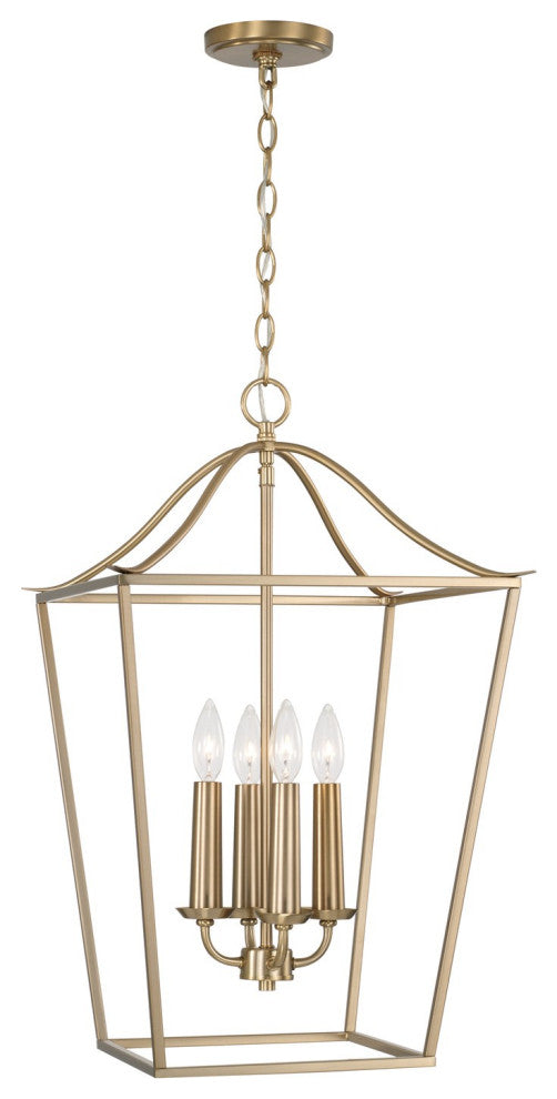 Grady Four Light Foyer Pendant, Matte Brass