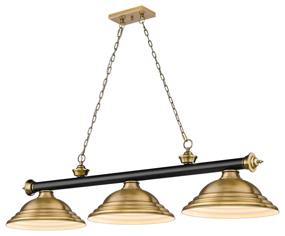 Zlite 2306-3MB-RB-SRB 3-Light Billiard, Rubbed Brass
