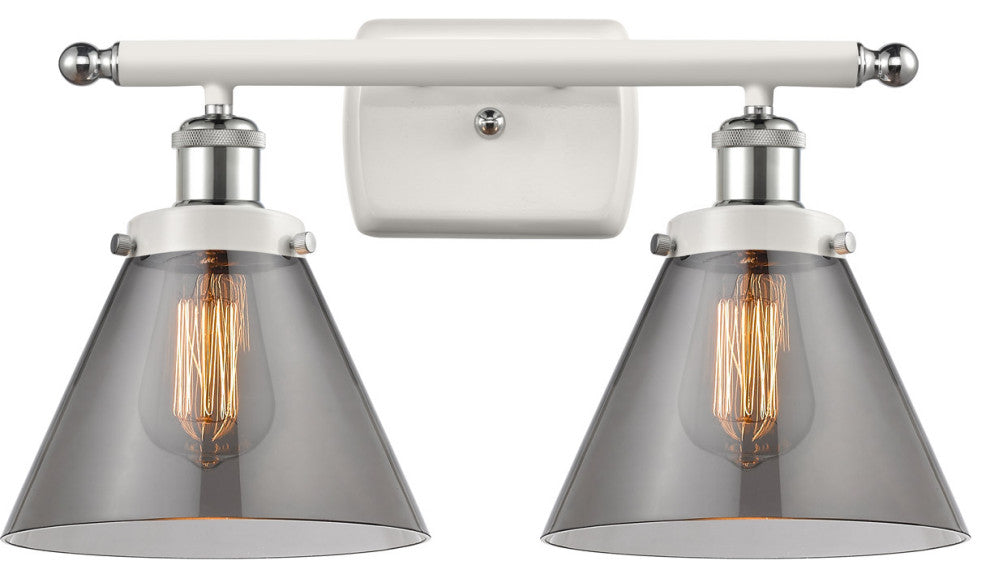 Innovations 916-2W-WPC-G43 2-Light Bath Vanity Light, White, Polished Chrome