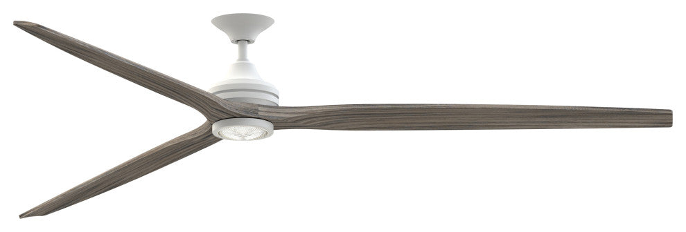 Fanimation Spitfire 96" Fan/LED Light, matte White, Matte White/Weathered Wood Blades