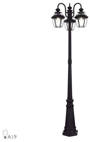 Monterey Multi Head Black Outdoor Post Light with Clear Beveled Glass