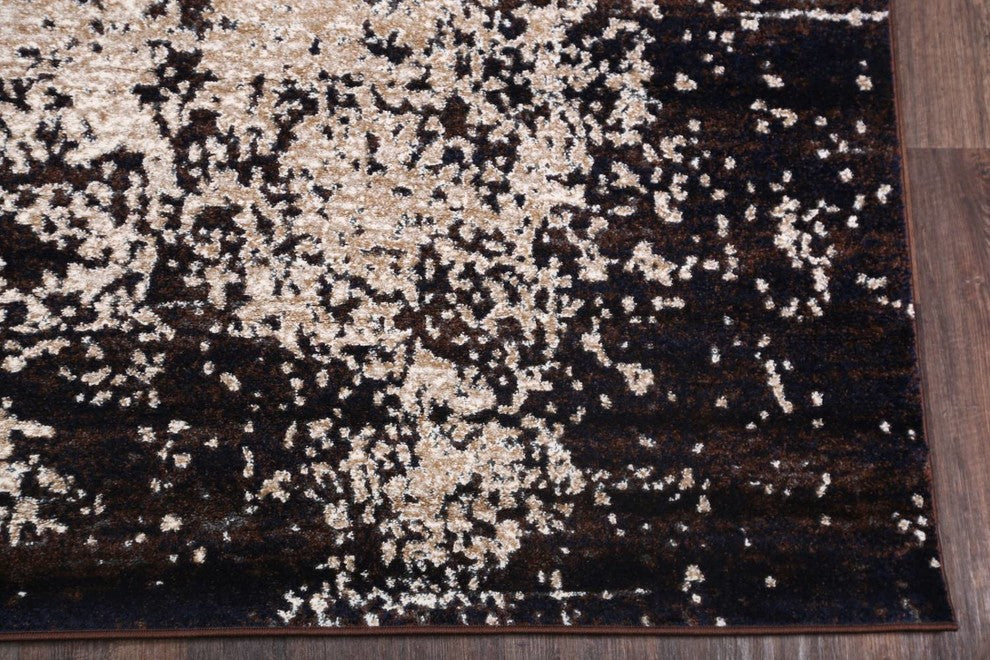 Transitional Distressed Oriental Stripes Area Rug, Beige, 6x9'