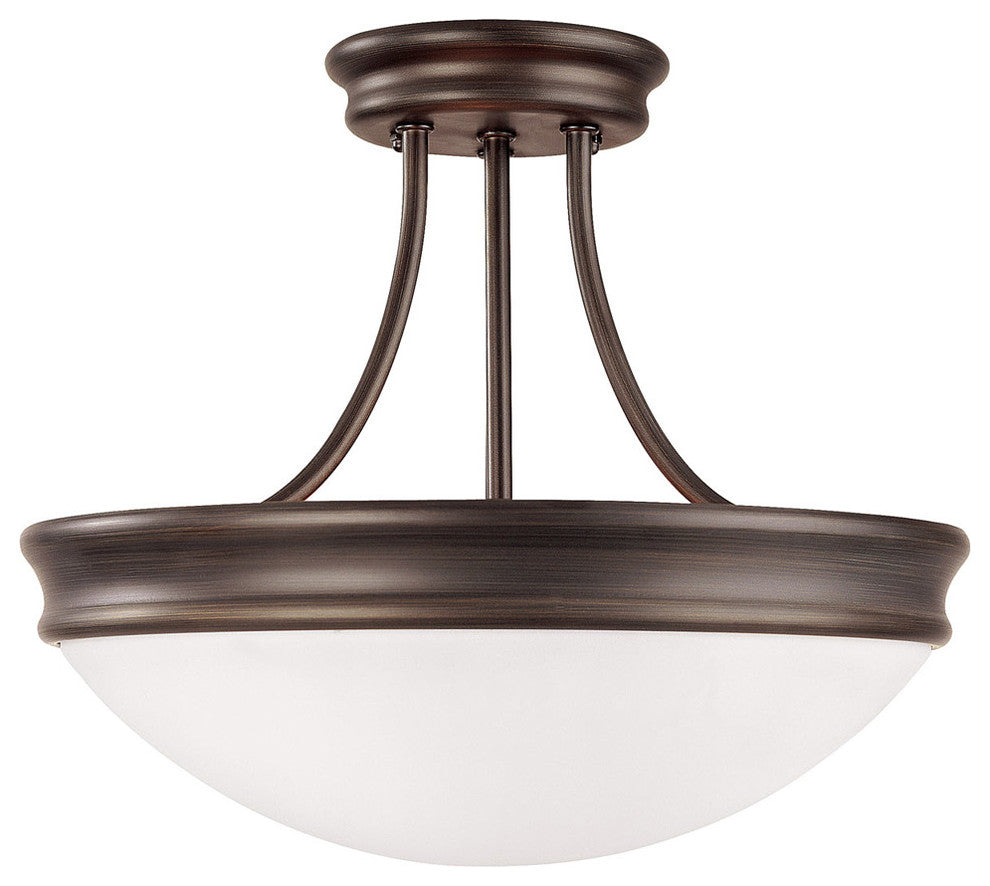 3-Light Semi-Flush Fixture, Oil Rubbed Bronze