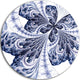 Symmetrical Purple Fractal Flower, Abstract Disc Metal Artwork, 11"
