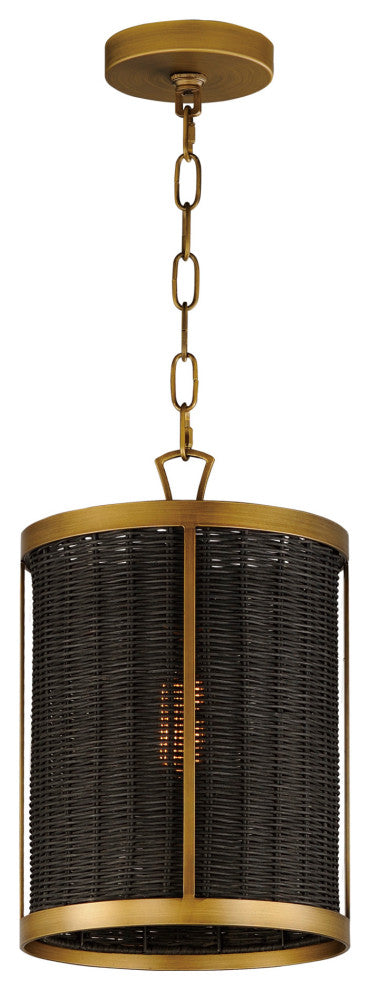 Maxim 14461 Rattan 10"W Mini Pendant - Natural Aged Brass