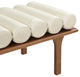 Landon Faux Leather Bench, Cream, Walnut Finish