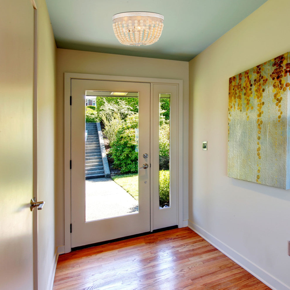 3 Light 12.6'' Unique/Statement Bowl Flush Mount, White/Gold