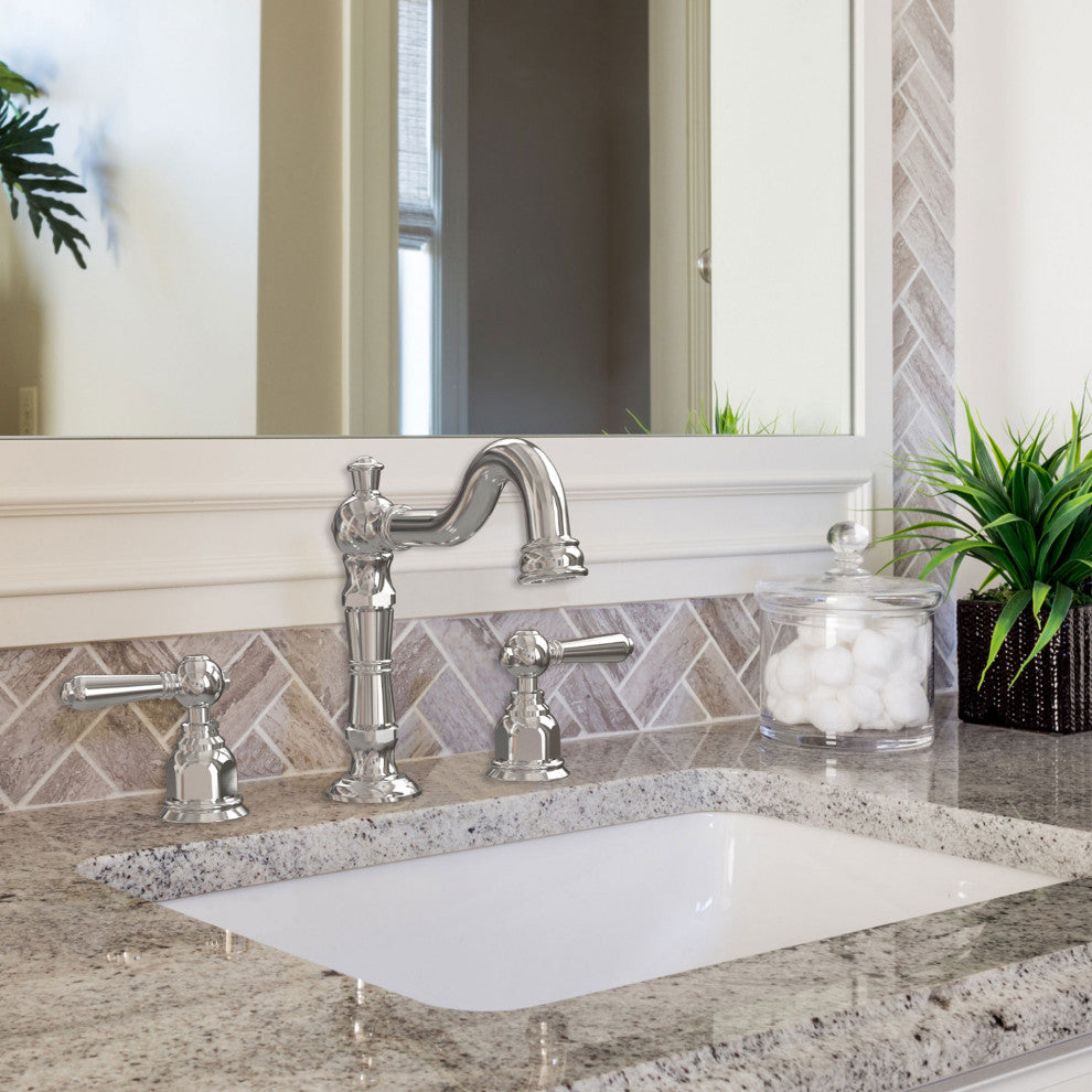 Americana Two Handle Bathroom Widespread Faucet, Polished Chrome
