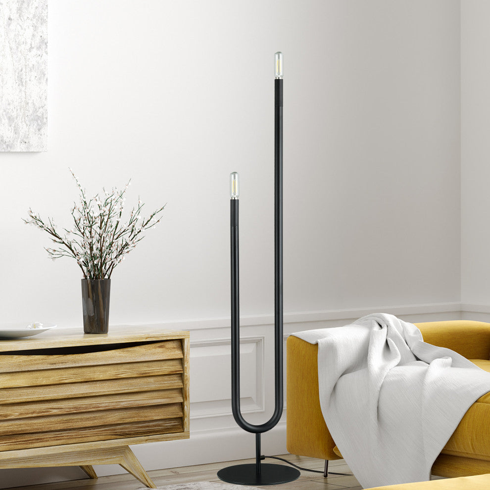 Wand Modern 2 Light Matte Black Metal Floor Lamp