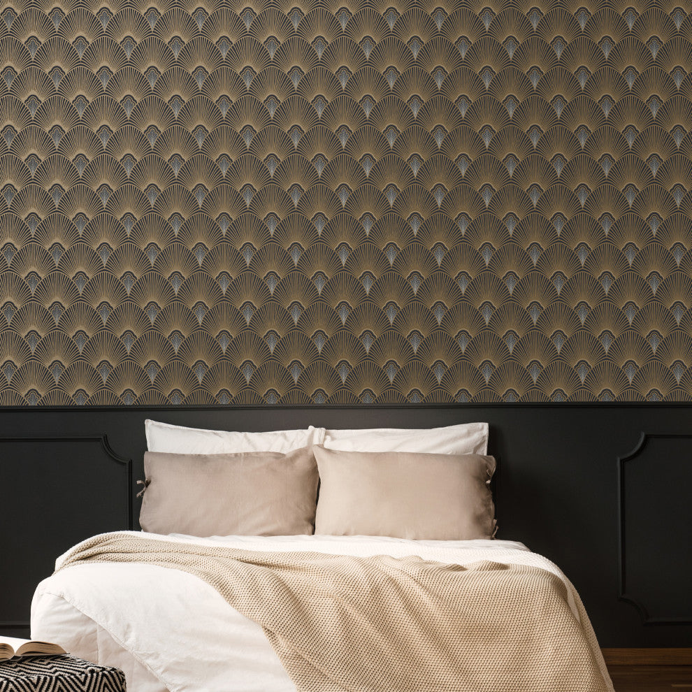 Sublime Art Deco Wallpaper, Black