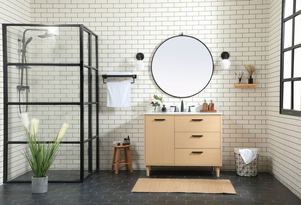 Home Living Modern Natural Oak-Light Bathroom Vanity, Maple, 42"
