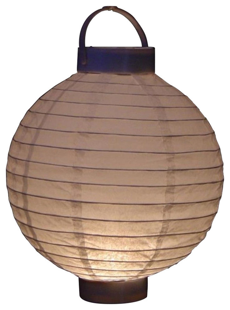 LED White Fabric Garden Patio Chinese Lanterns, Set of 3