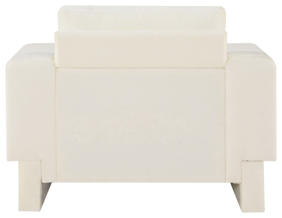 Madeline Chenille Fabric Upholstered Chair, Cream, Chair