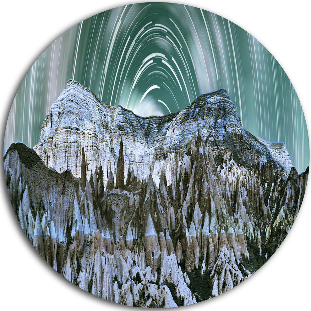 Cappadocia Valley Panoramic View, Landscape Disc Metal Wall Art, 23"