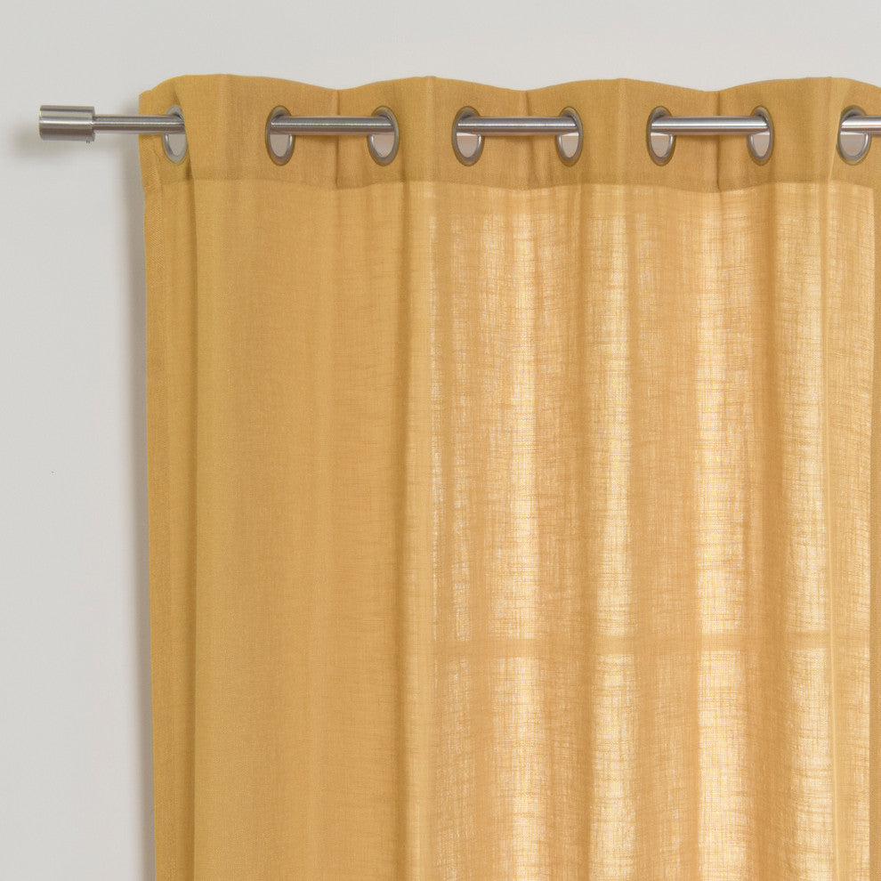 Faux Linen Blend Curtain Panel, Set of 2, Mustard, 52"w X 96"l