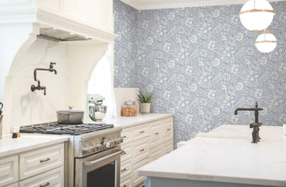 Wedgewood Blue Modern Acanthus Peel & Stick Wallpaper