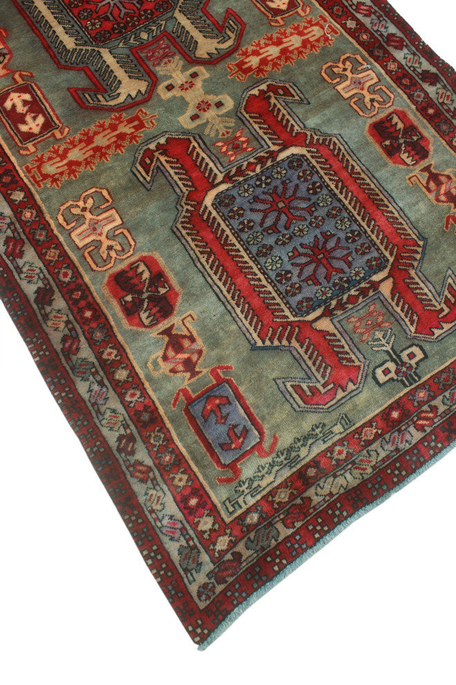 Fine Vintage Distressed Beverly Gray/Rust Runner, 4'0x10'2