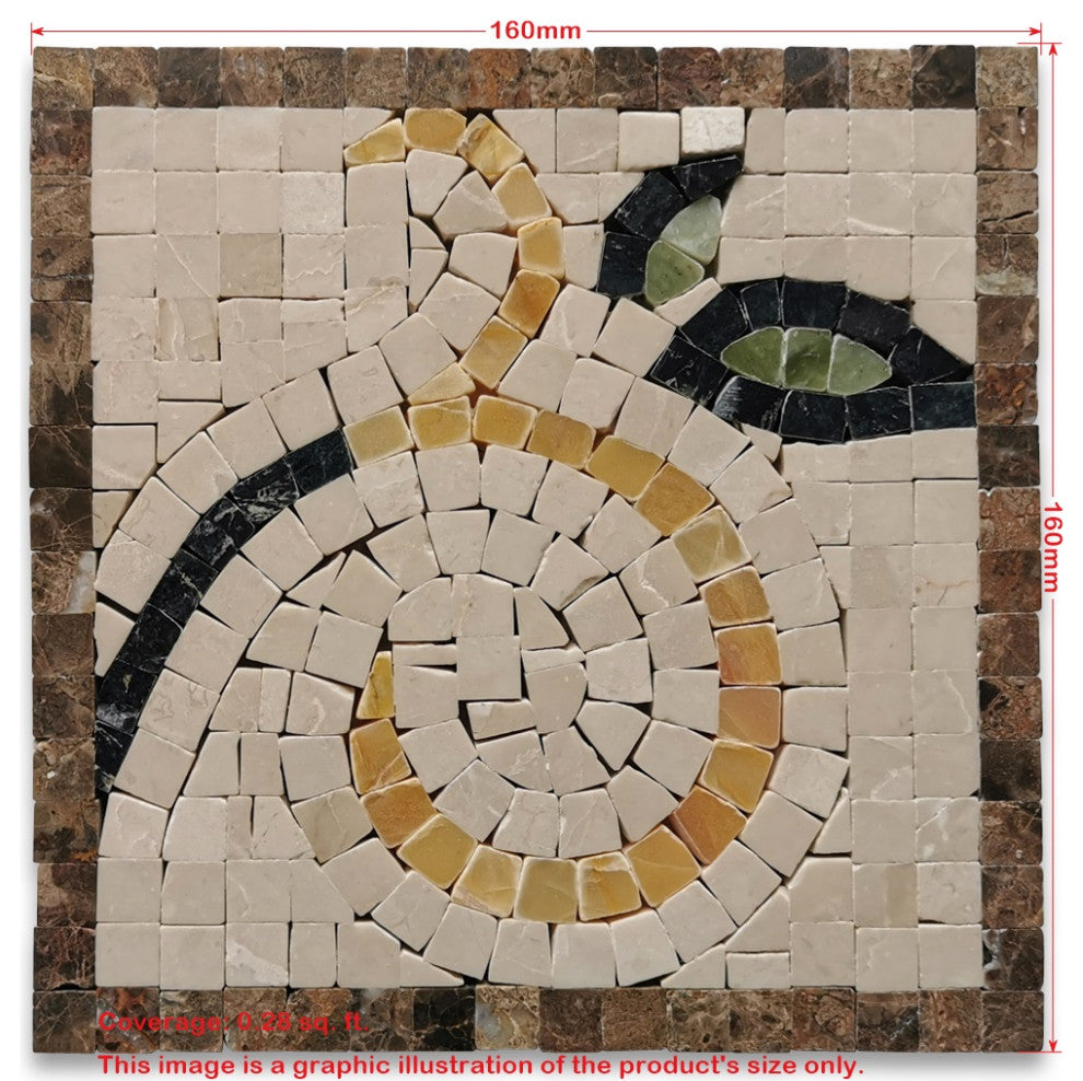 Emerald Gold 6.3x6.3 Marble Mosaic Border Corner Tile Polished, 1 piece
