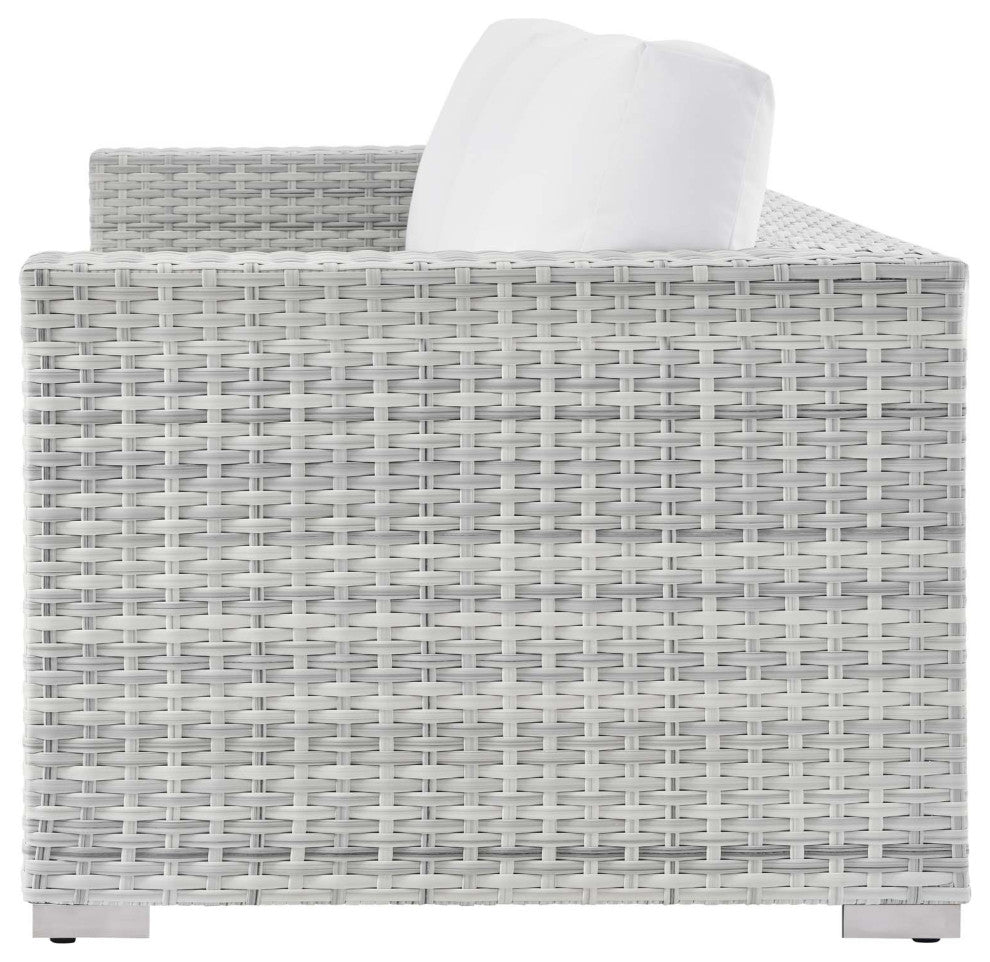 Lounge Sectional Sofa Chair Set, Rattan, Wicker, Gray White, Outdoor