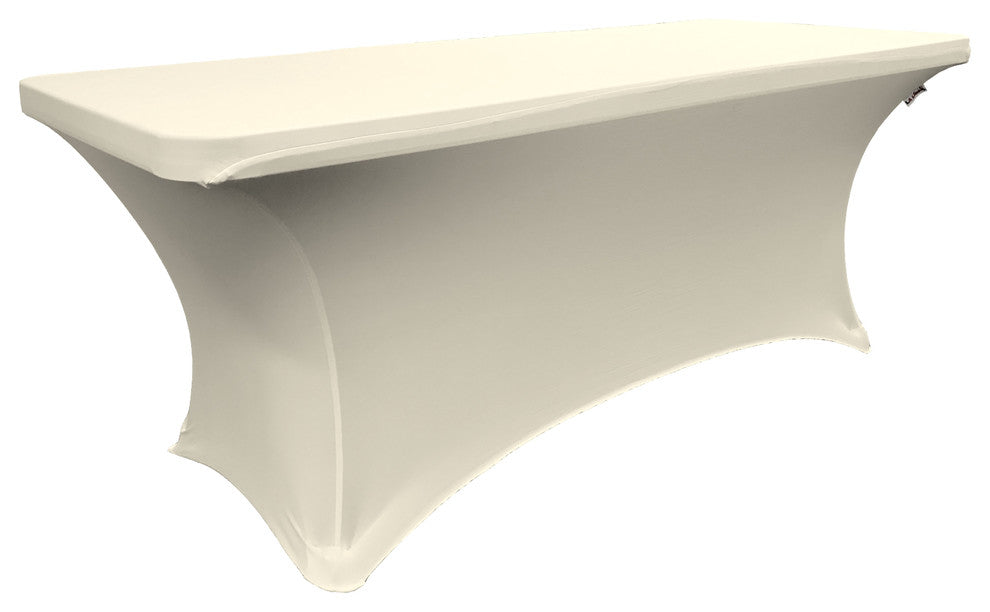 LA Linen Rectangular Spandex Table Cover, Ivory, 96"x30"x30"