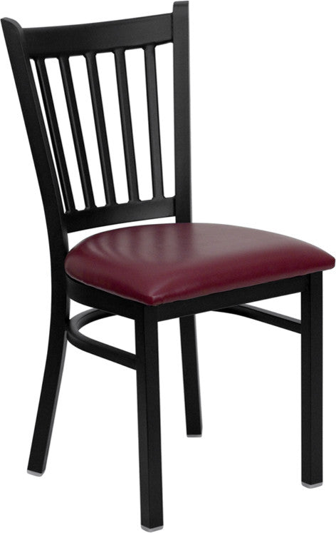 Flash Furniture Hercules Black Back Metal Dining Chair in Burgundy