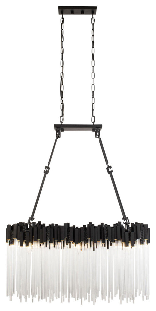 Matrix 6-Lt Linear Pendant - Matte Black/French Gold
