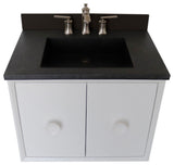 31" Single Vanity, White Finish With Black Concrete Top And Rectangle Sink