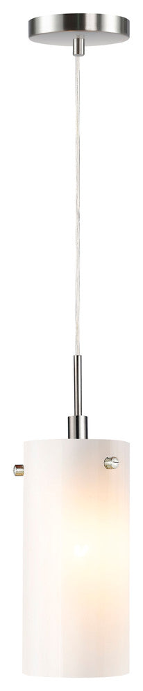 Eclipse 1-Light Mini Pendant, Satin Nickel, Faux Opal Cylinder