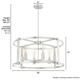 Hunter 26" Astwood Brushed Nickel 6-Light Chandelier Ceiling Light Fixture
