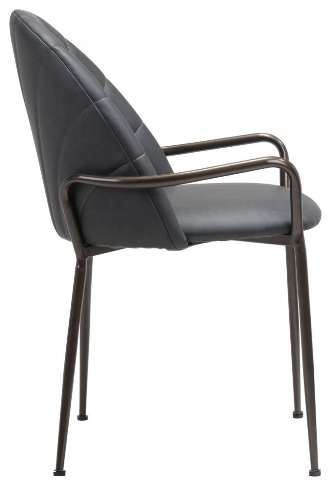 Set of Two Dark Gray Faux Leather Arch Dining Chairs