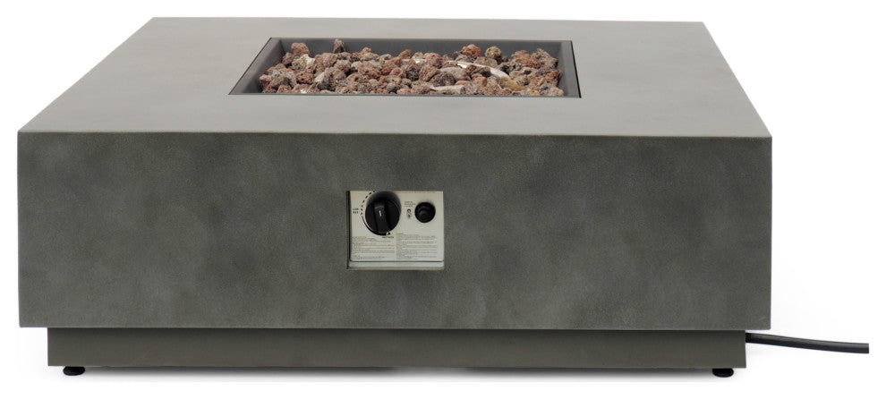 Jasmine Outdoor 50,000 BTU Square Fire Pit, No Tank Holder, Concrete Finish