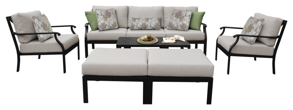 kathy ireland Madison Ave. 8 Piece Aluminum Patio Furniture Set 08c, Almond