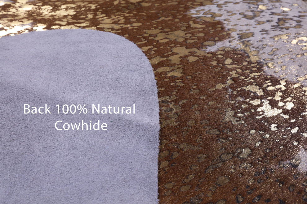 Gold Metallic Cowhide Rug 7' 0" X 6' 3" C2114