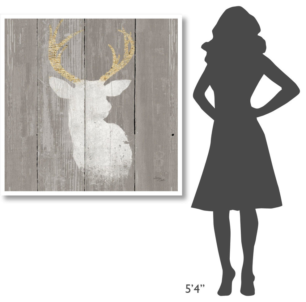"Precious Antlers II on Gray Wood" Paper Print by Wellington Studio, 42"x42"