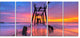 "Discarded Wooden Bridge At Sunset" Sea Pier Wall Art, 5 Panels, 60"x28"