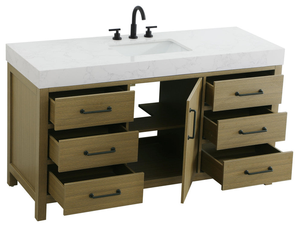 Home Living 60" Single Bathroom Vanity, Chestnut Brown