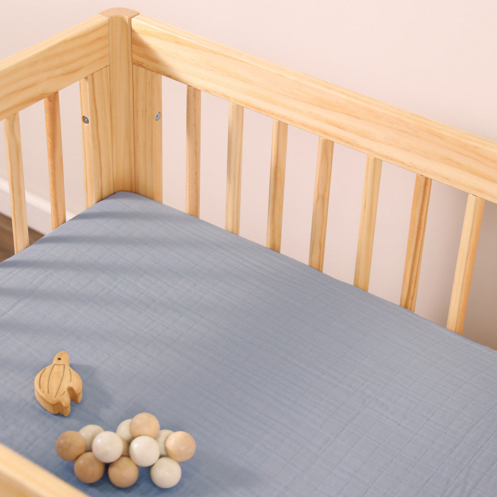 All-Stages Midi Crib Sheet, GOTS Certified Organic Muslin Cotton, Dewdrop