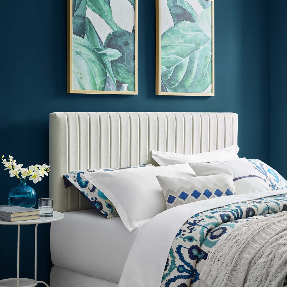 Ivory Keira King/California King Performance Velvet Headboard